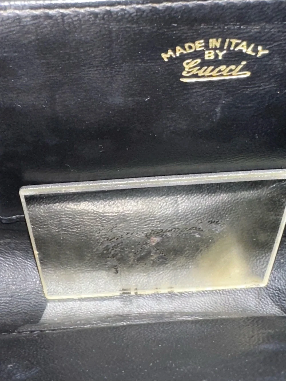 Vintage 1970s Gucci Black Leather Web Stripe GG Clutch